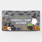 Welkom Een Baby Brouwt Heksenketel Halloween Spandoek (Horizontaal)