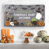 Welkom Een Baby Brouwt Heksenketel Halloween Spandoek
