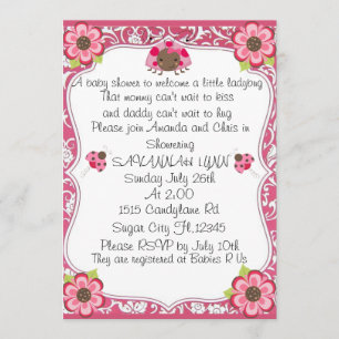 Welkom een kleine Lady Bug Baby shower uitnodiging