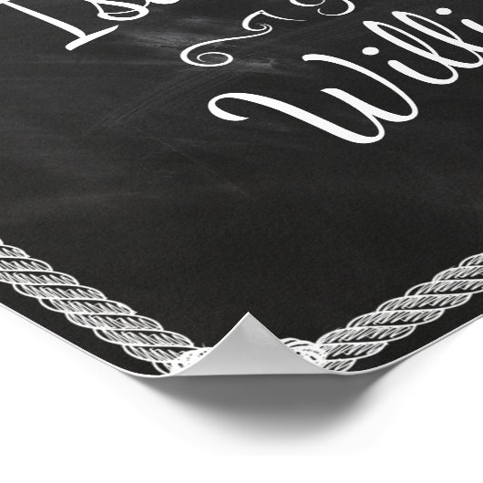 Welkom | Eenvoudig Rustic Black White Wedding Poster (Hoek)