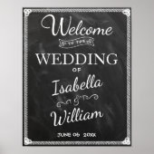 Welkom | Eenvoudig Rustic Black White Wedding Poster (Voorkant)