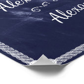 Welkom | Eenvoudig Rustic Blue Board Wedding Poster (Hoek)