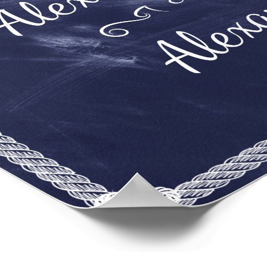 Welkom | Eenvoudig Rustic Blue Board Wedding Poster (Hoek)