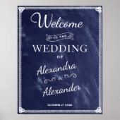 Welkom | Eenvoudig Rustic Blue Board Wedding Poster (Voorkant)
