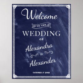 Welkom | Eenvoudig Rustic Blue Board Wedding Poster