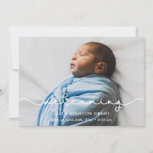 Welkom Eenvoudige schattige lettertype baby foto a Aankondiging