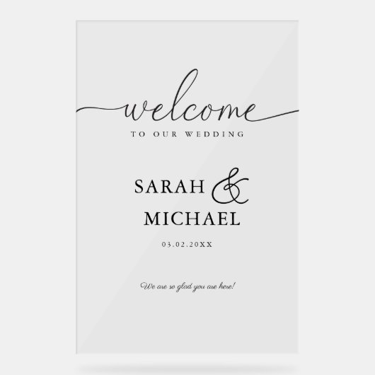 WELKOM! Elegant, bruiloft Acryl Bord (Voorkant)