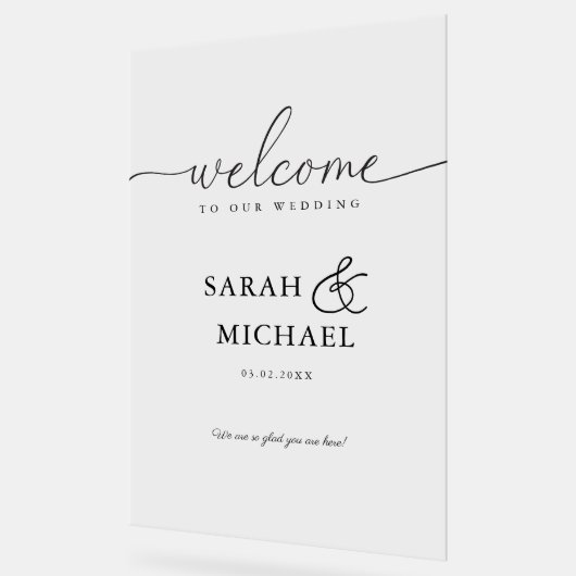 WELKOM! Elegant, bruiloft Acryl Bord (Hoek)