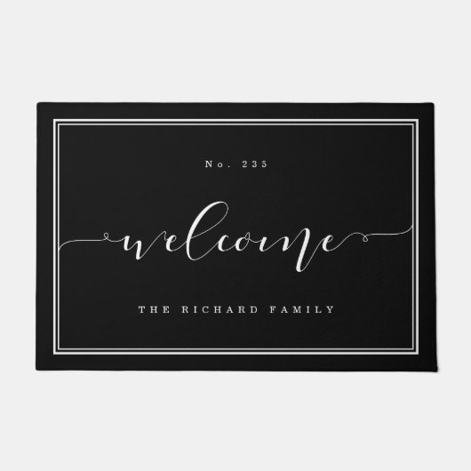 Welkom | Elegant Calligraphy House & Family Name Deurmat (Voorkant)