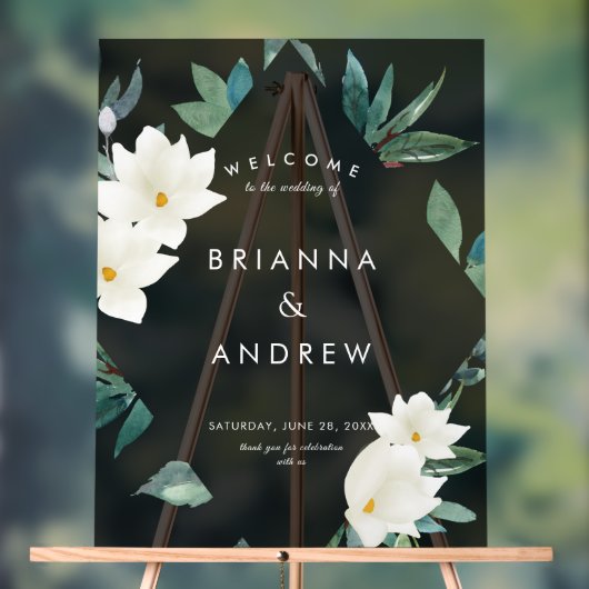 "Welkom" Elegant Floral Wedding Foam Board Acryl Bord (Neutraal)