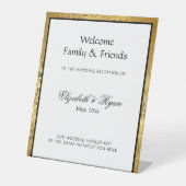 Welkom Elegant Gold Damask Wedding Reclamebord Met Voetstuk (Voorkant)