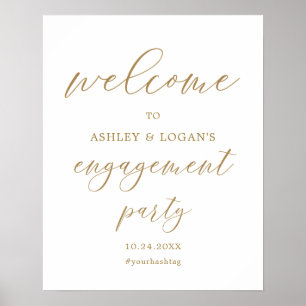 Welkom Elegant Gold Engagement Party-Poster Poster