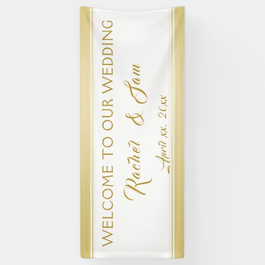 Welkom Elegant Gold Framed Wedding Spandoek (Verticaal)