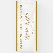 Welkom Elegant Gold Framed Wedding Spandoek (Verticaal)