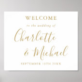 Welkom Elegant Gold Signature Script Weduwschap Poster (Voorkant)