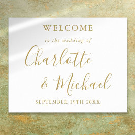 Welkom Elegant Gold Signature Script Weduwschap Poster