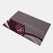 Welkom | Elegant Grey & Burgundy Ribbons Deurmat (Schuin)