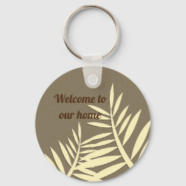 Welkom Elegant Leaf Silhouette House Guest Sleutelhanger