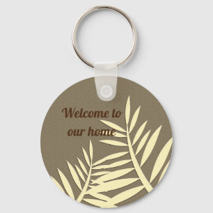 Welkom Elegant Leaf Silhouette House Guest Sleutelhanger