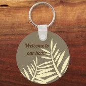 Welkom Elegant Leaf Silhouette House Guest Sleutelhanger (Voorkant)