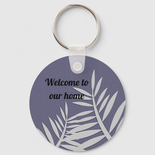 Welkom Elegant Leaf Silhouette House Guest Sleutelhanger (Voorkant)