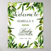 Welkom | Elegant Olive Boho Baby shower Poster (Voorkant)