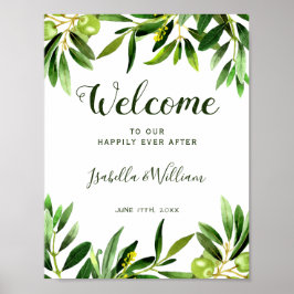 Welkom | Elegant Olive Boho Garden Wedding Poster