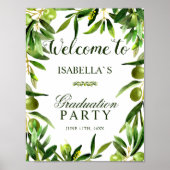 Welkom | Elegant Olive Boho Graduation Party Poster (Voorkant)