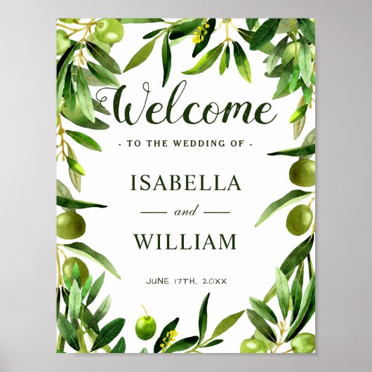 Welkom | Elegant Olive Leaf Boho Garden Poster (Voorkant)