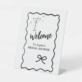 Welkom Elegant Pedestal Wavy Retro Vrijgezellenfee Reclamebord Met Voetstuk