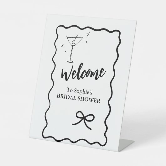 Welkom Elegant Pedestal Wavy Retro Vrijgezellenfee Reclamebord Met Voetstuk (Voorkant)