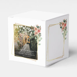 Welkom Elegant Script Black en White Wedding Welco Bedankdoosjes