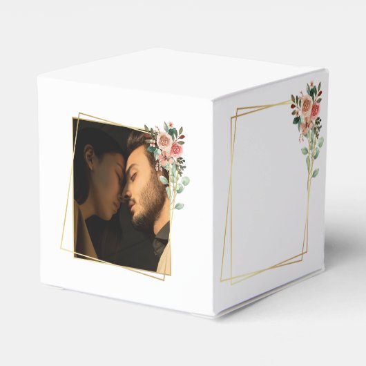 Welkom Elegant Script Black en White Wedding Welco Bedankdoosjes (Achterkant)