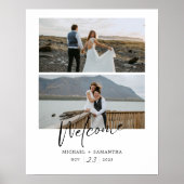 Welkom Elegant Script Black en White Wedding Welco Poster (Voorkant)