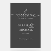 WELKOM! Elegant, transparant, zwart, bruiloft Acryl Bord (Voorkant)