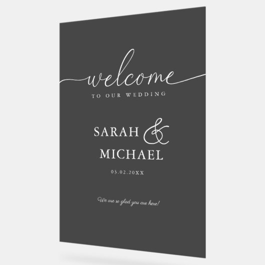 WELKOM! Elegant, transparant, zwart, bruiloft Acryl Bord (Hoek)