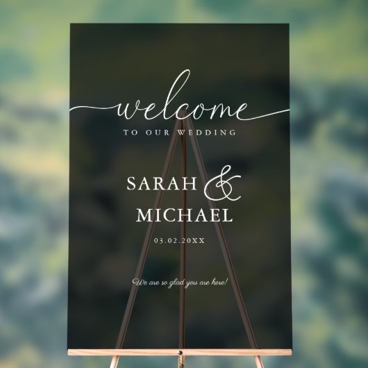 WELKOM! Elegant, transparant, zwart, bruiloft Acryl Bord (Neutraal)