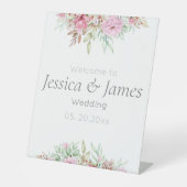 Welkom elegant, verfijnd trouwbericht reclamebord met voetstuk (Voorkant)