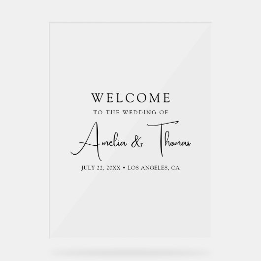 Welkom Elegant Wedding Acryl Bord (Voorkant)