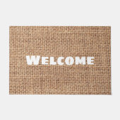 Welkom elegant white text farmhouse burlap modern deurmat (Voorkant)