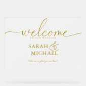 WELKOM! Elegant, wit, transparant, bruiloft Acryl Bord (Voorkant)