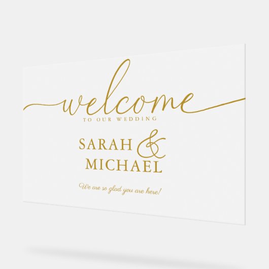 WELKOM! Elegant, wit, transparant, bruiloft Acryl Bord (Hoek)