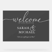 WELKOM! Elegant, zwart, transparant, bruiloft Acryl Bord (Voorkant)