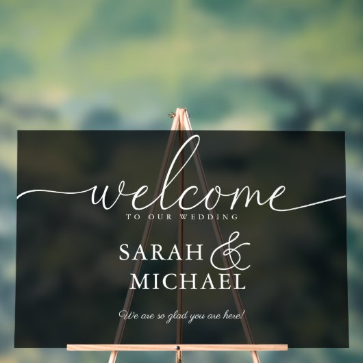 WELKOM! Elegant, zwart, transparant, bruiloft Acryl Bord (Neutraal)