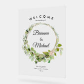 "Welkom" Elegante Eucalyptus Krans Acryl Bord (Hoek)