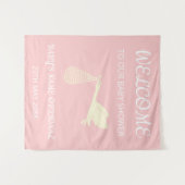 Welkom elegante roze, witte tekst en strik wandkleed (Voorkant (horizontaal))