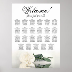 Welkom! Elegante Witte Roos 23 Tafelstoelenkaart Poster