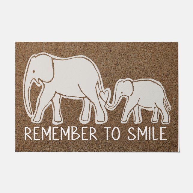 Welkom Elephant Doormat, lieflijk olifant Doormat Deurmat (Voorkant)