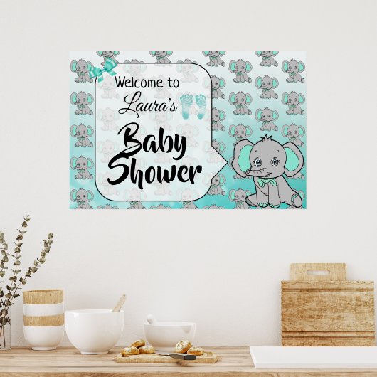 Welkom Elephant Thleing Baby shower Banner Poster (Keuken)