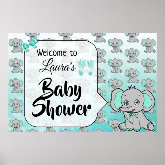 Welkom Elephant Thleing Baby shower Banner Poster (Voorkant)